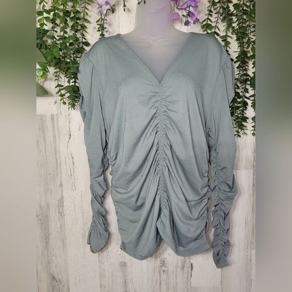 Joie Sage Green Ruched Blouse - Picture 14 of 16